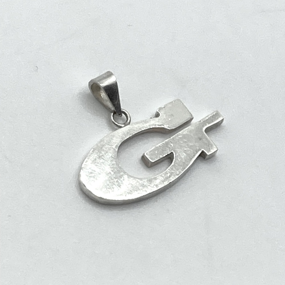Vtg Sterling Silver 925 Letter G Chunky Solid Pendant 1” x 1.2”